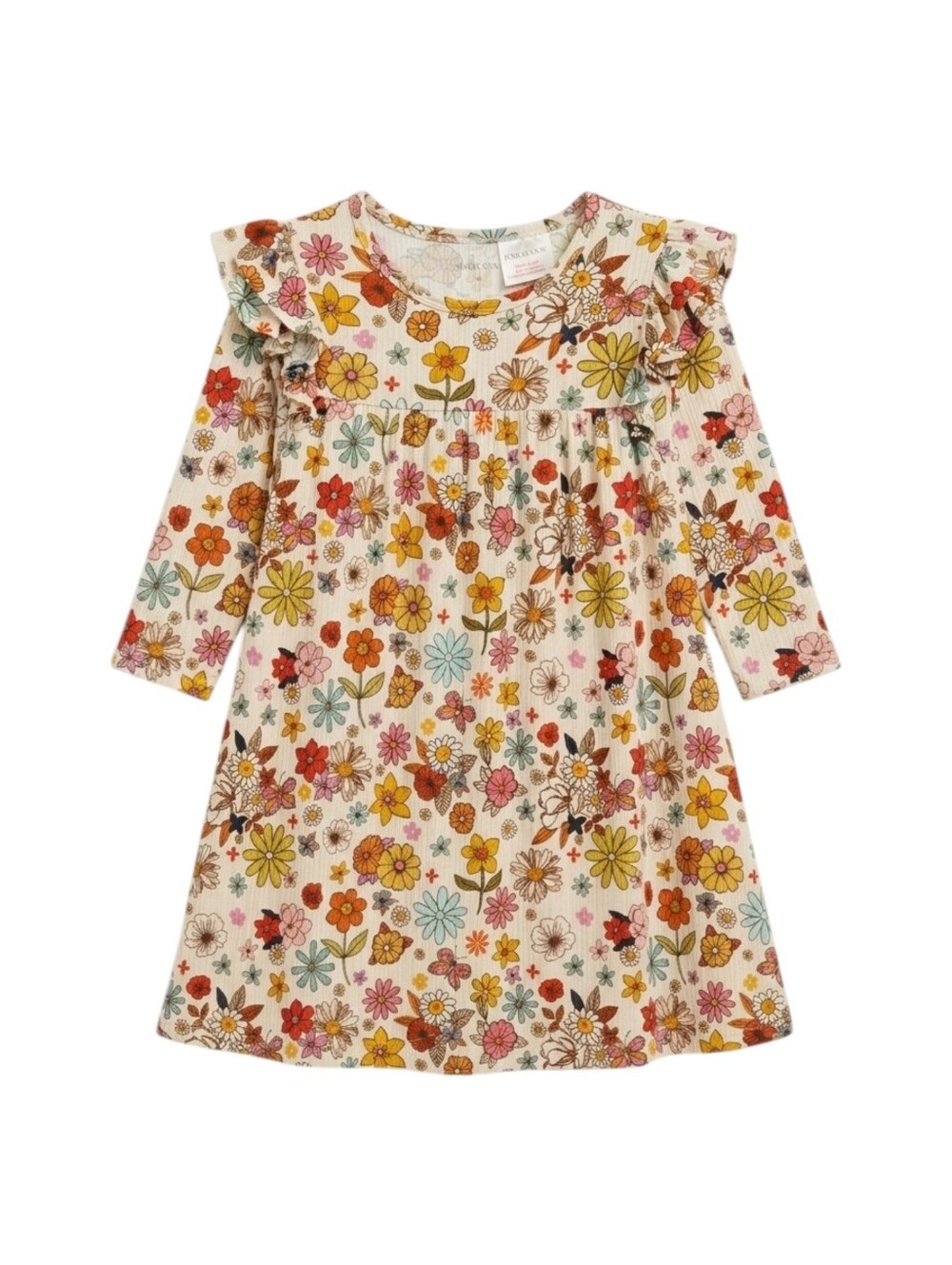 Posh Peanut Kids Flower Floral Cream Colorful Bamboo Dress Girls Size 8